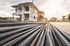 Steel rods housebuilding site