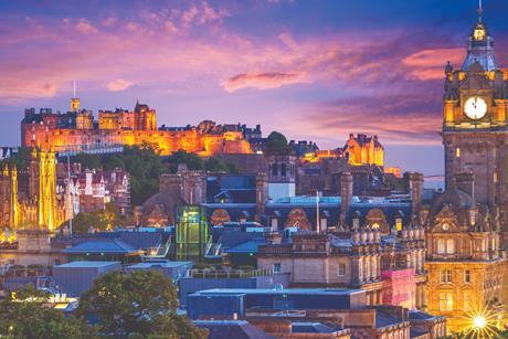 Edinburgh skyline night shutterstock_1372186328 Richie Chan